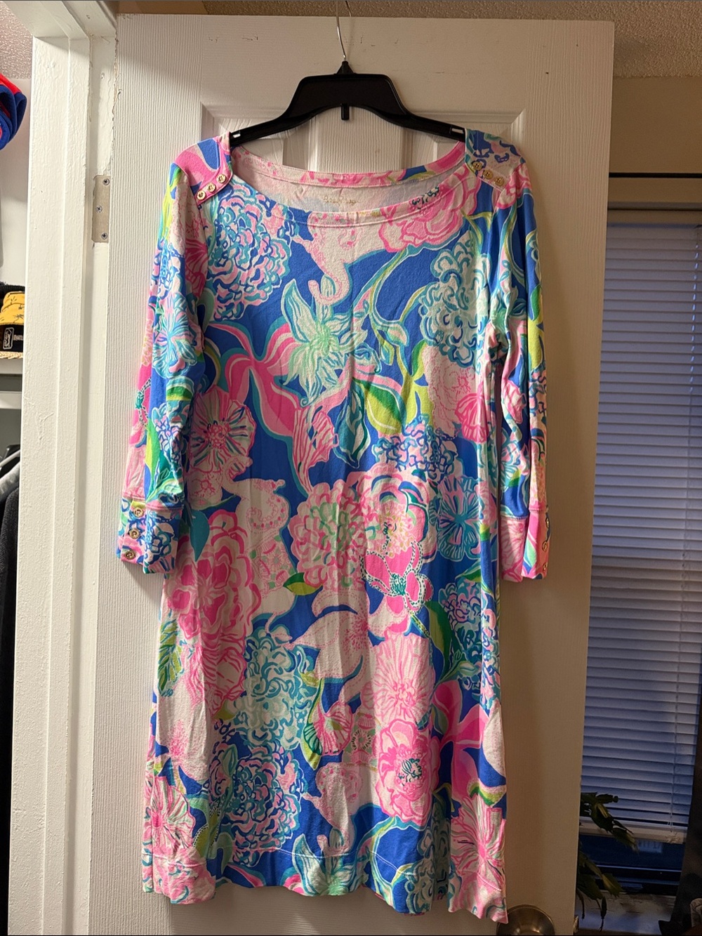 Lilly Pulitzer Blue Pink Green Floral Shift Dress